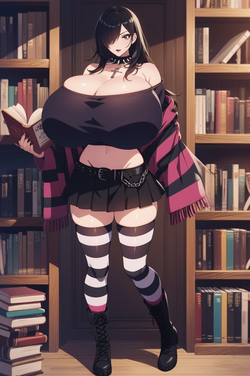Midriff, Spiked Choker, Miniskirt AI Porn