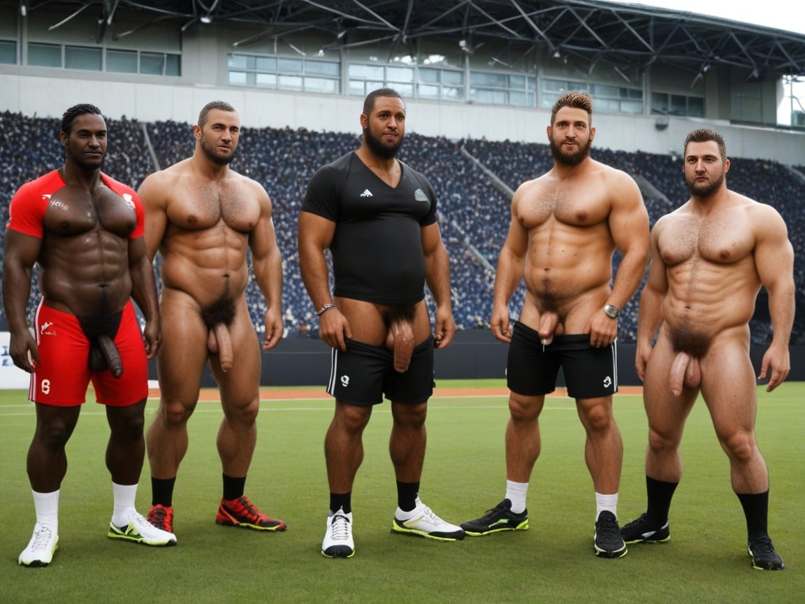 Hairy Pubes, Uncut Flaccid Dicks, Lots Of Bearded Black Males In Soccer Uniforms AI Gay Porn