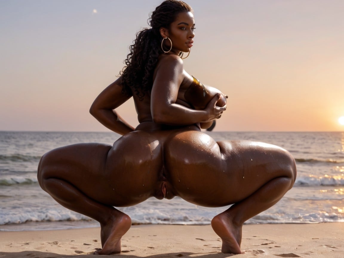 Vista Trasera, Extremadamente Pesado En La Parte Inferior, Realistic Porno ebony IA
