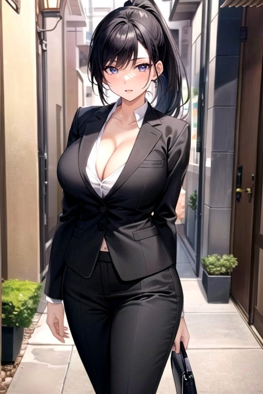 Mature, ポニーテール, Large BreastsヘンタイAIポルノ