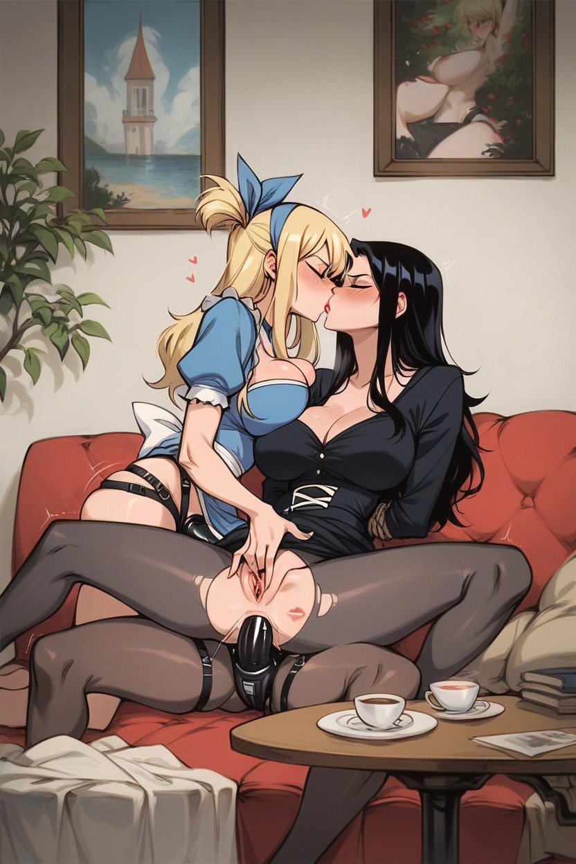 Black Strapon, Lesbian Strapon, Reverse Cowgirl ヘンタイAIポルノ