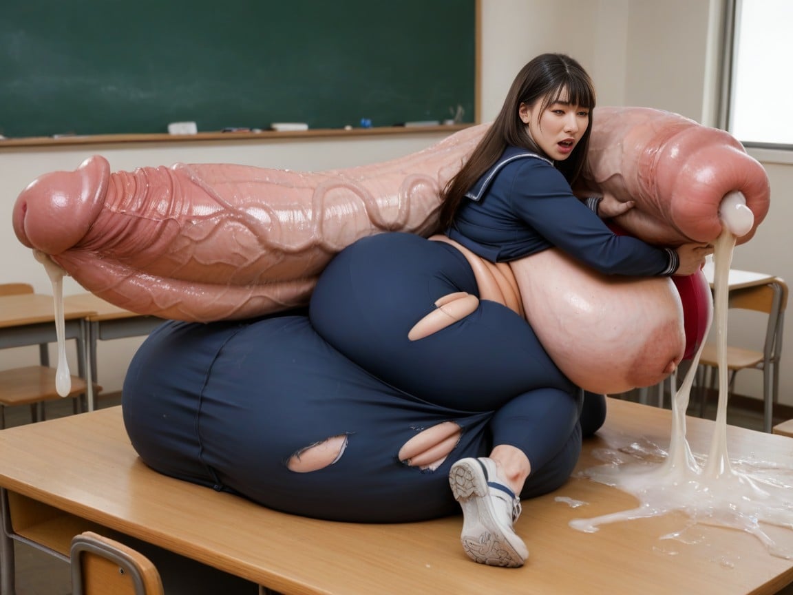 Tight Low Pigtail Hair With Bangs, Hyper Enormous Cock, Enourmous Cock Bigger Than RoomニューハーフAIポルノ