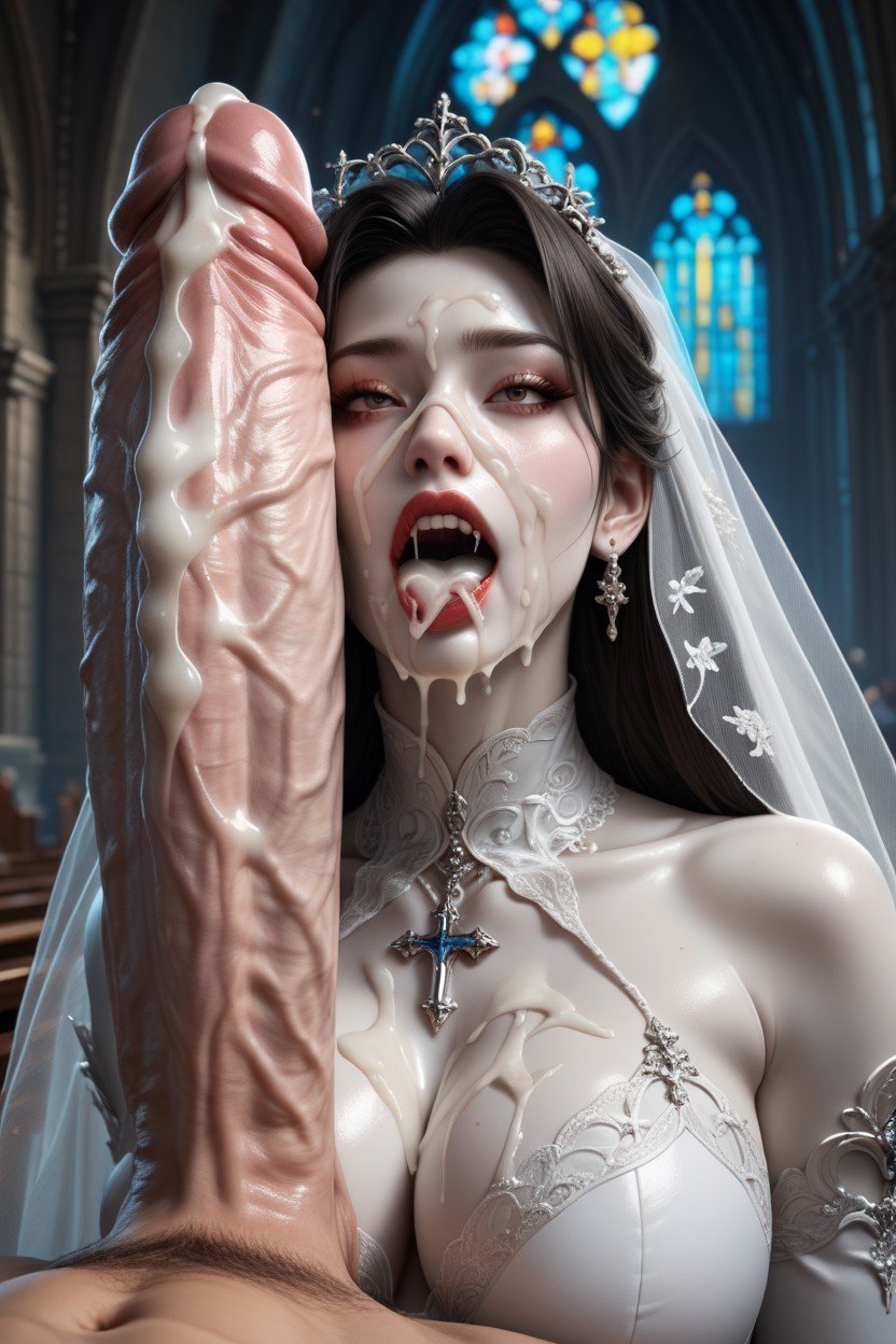 Church, Pale Skin, Bride Travesti IA Pornô