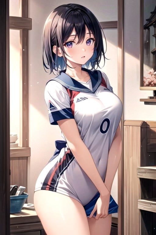 Japan White Sports Uniform, Japan BurumaPorno IA transsexuelle