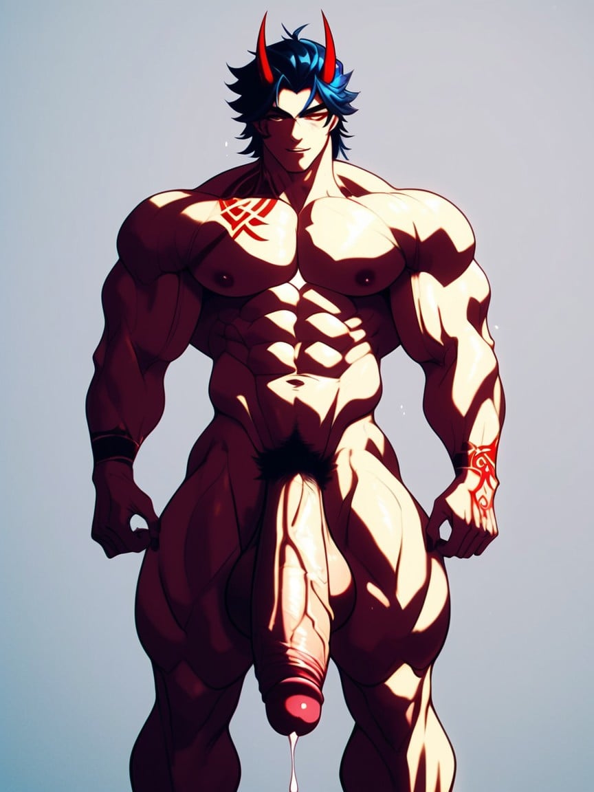 Cum Dripping, Hyper Cock, Large And Muscular AI Gay Porn