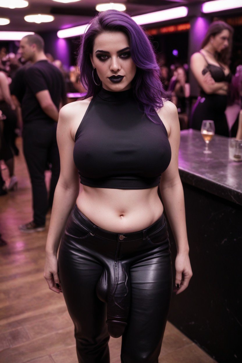 Overhead, Beautiful Goth Feminine Male, Open Pants Shemale AI Porn