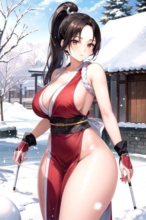 Straight, Snowing, Front View Hentai AI Porn