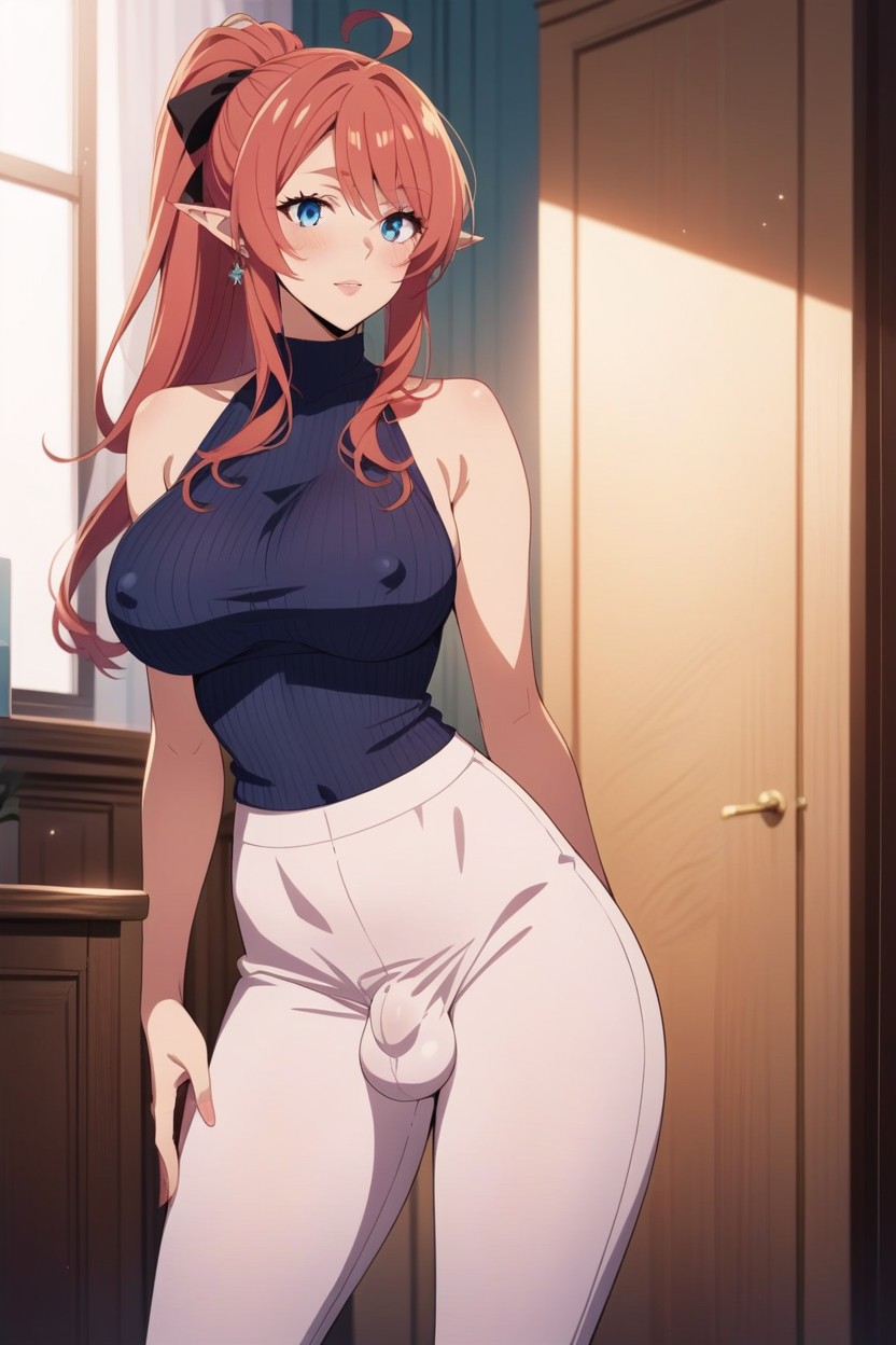Ahoge, Solo, Steampunk Fantasy Shemale AI Porn