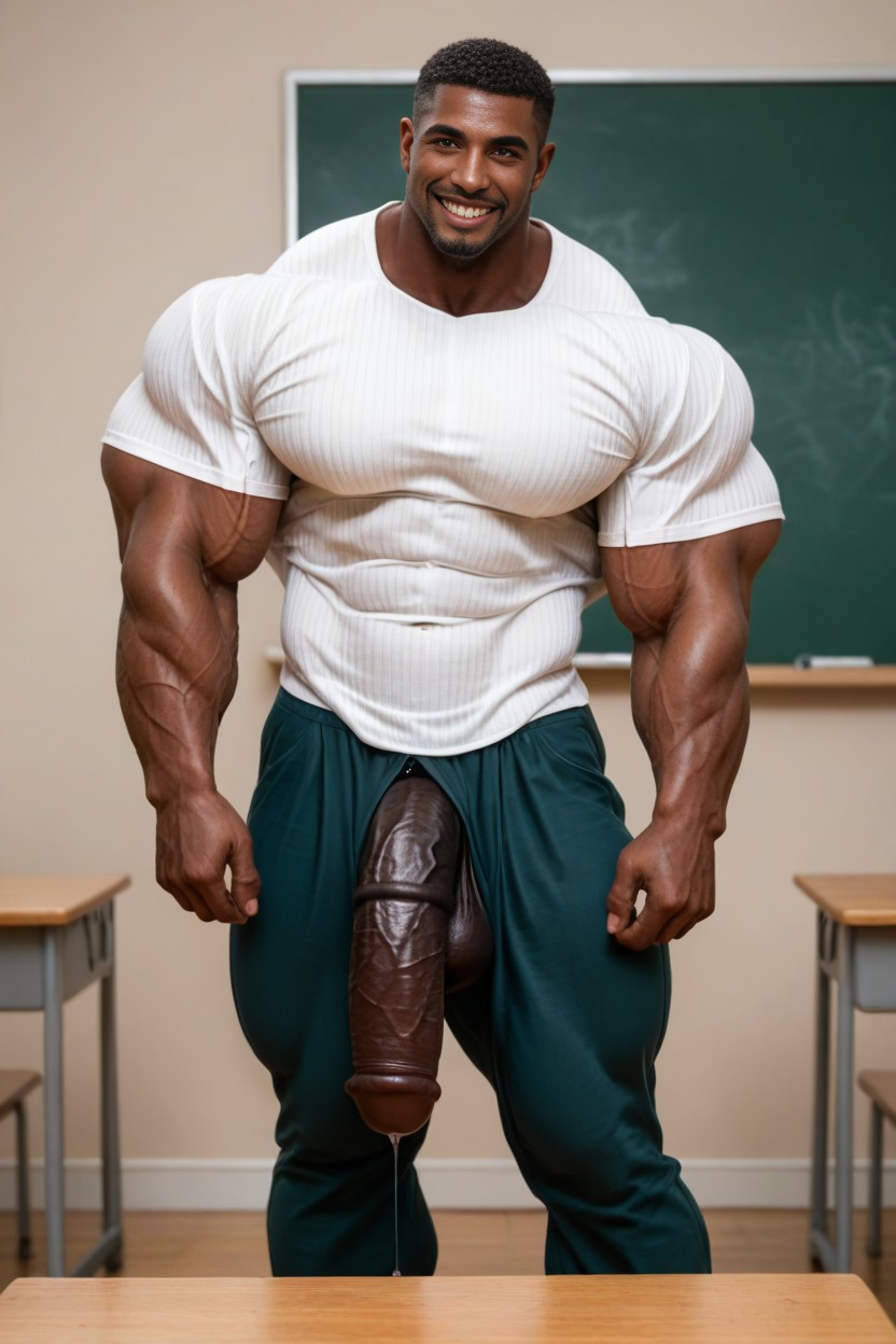 Sleeve, Super Huge Muscles, Dark Green Pants AI Gay Porn
