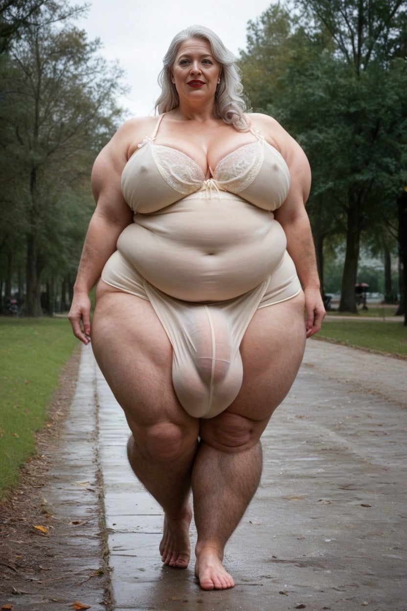 Large Long Bulge Through Clothing, Walking, Futanari AI Porn