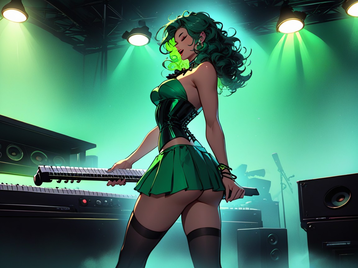 Gótico, Noir, Vibrant Colors Porno latina IA