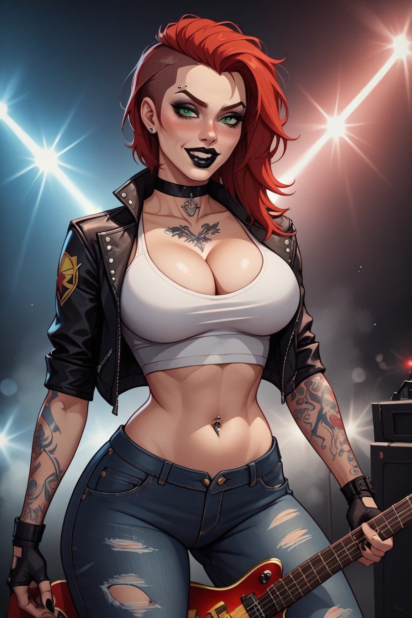 Waist Shot, Buzzcut, Green Eyes AI Porn