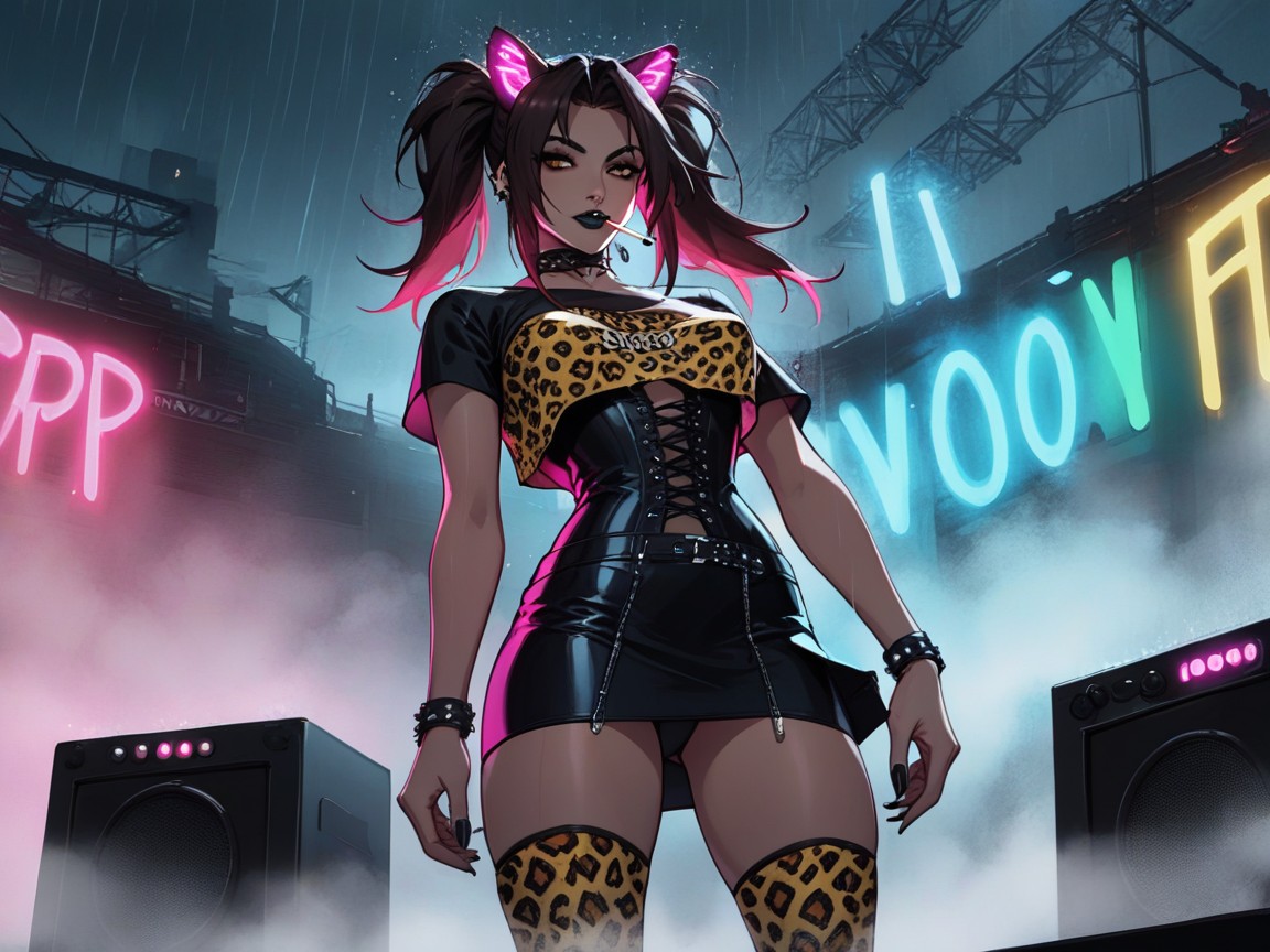 Cigarette In Mouth, Brown Eyes, Wearing Leopard Print Rockstar Clothes Porno latina IA