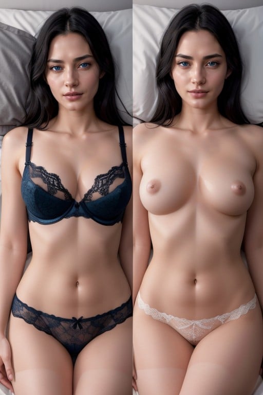 Lingerie, Écran Divisé, Yeux BleusPorno IA Furry