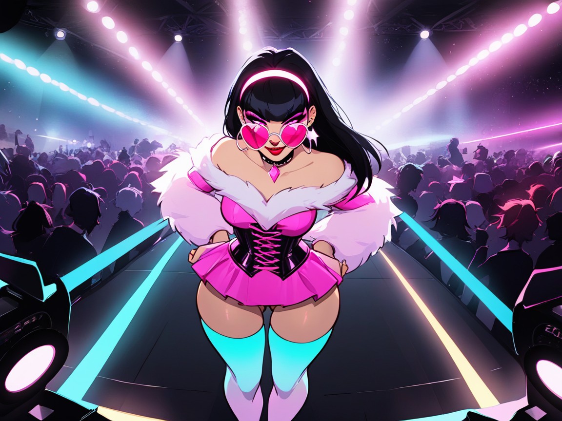 Rock Band In Background, Matching Eyes, Goth Latina AI Porn
