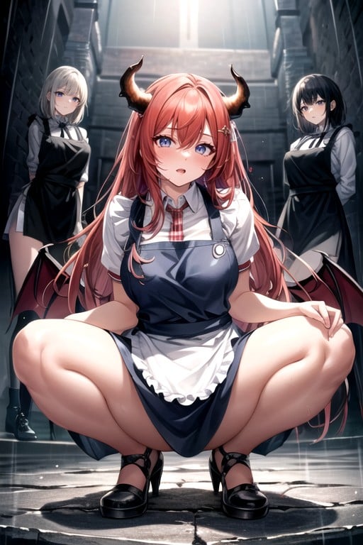 Devil, Squatting, 2 People Hentai AI Porn