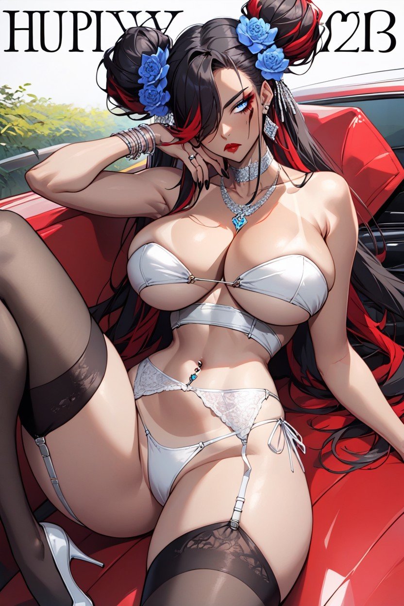 Cleavage, Tan Lines, One Eye Covered By HairAI黃漫