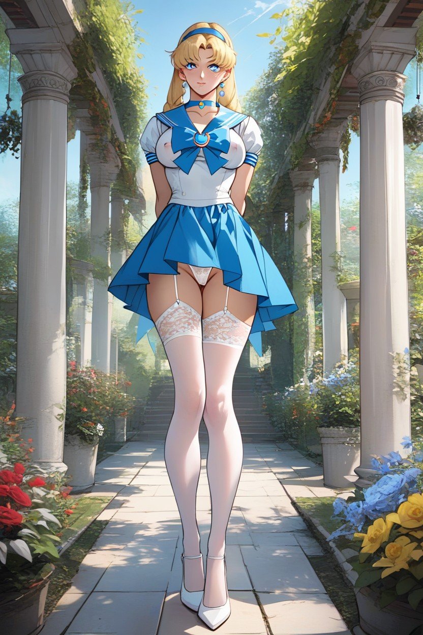 White Lace Stockings, Arms Behind Back, Blue EyesPorno IA Hentai