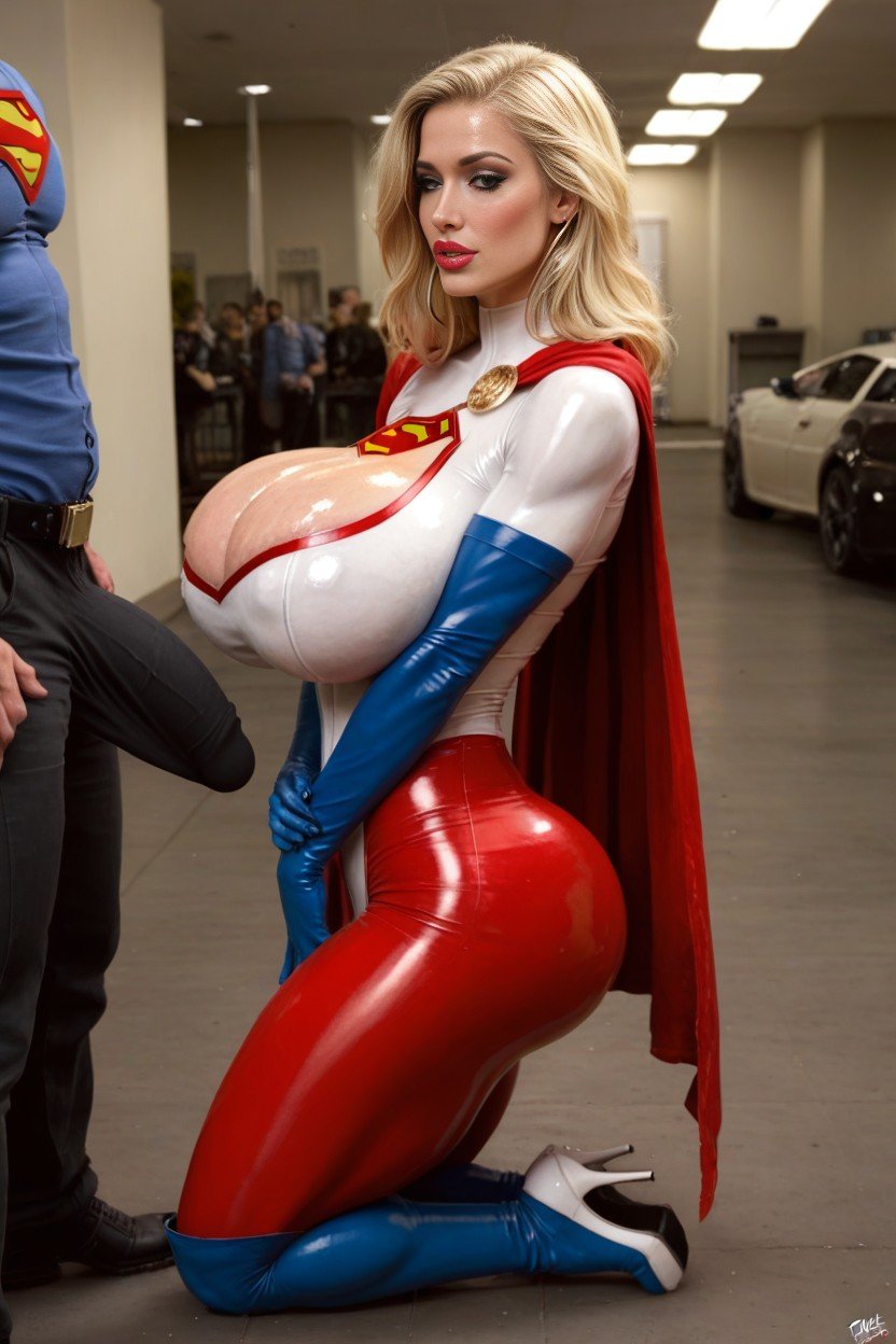 Cul Énorme, Wearing Powergirl Costume, Lip GlossPorno IA transsexuelle