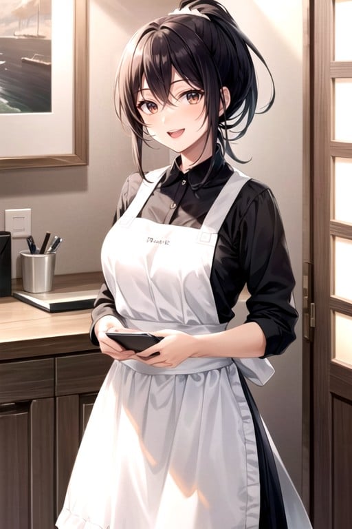 Black Hair, Brown Eyes, Apron Hentai AI Porn