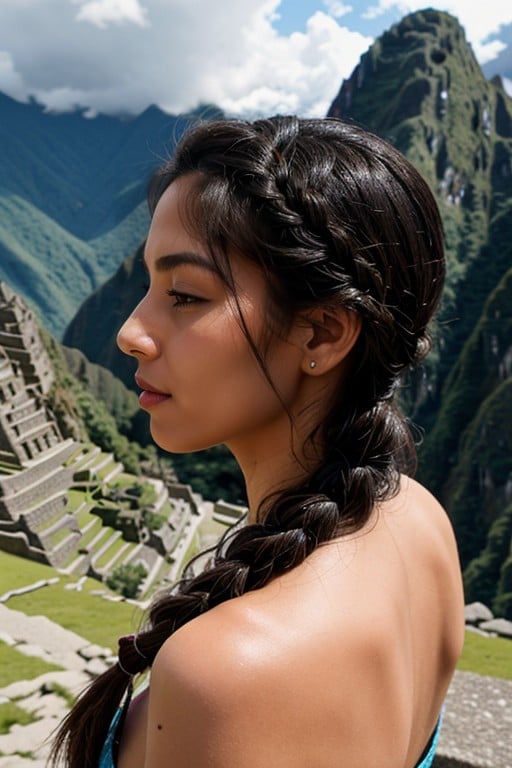 Tressé, Machu Picchu, Aux Seins NusPorno IA transsexuelle