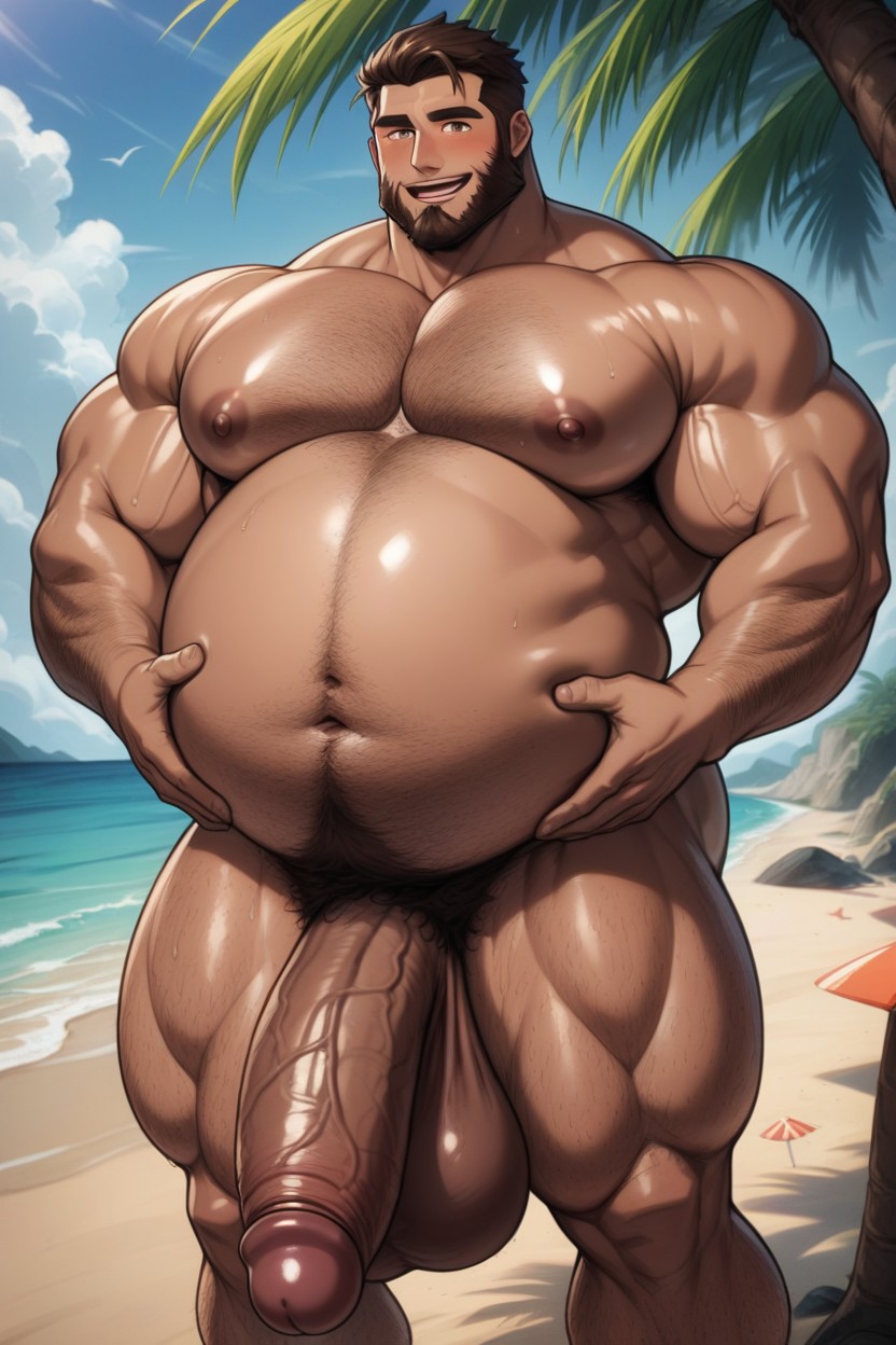 Oiled Body, Hyper Cock, Cock Bigger Than Leg AI Gay Porn