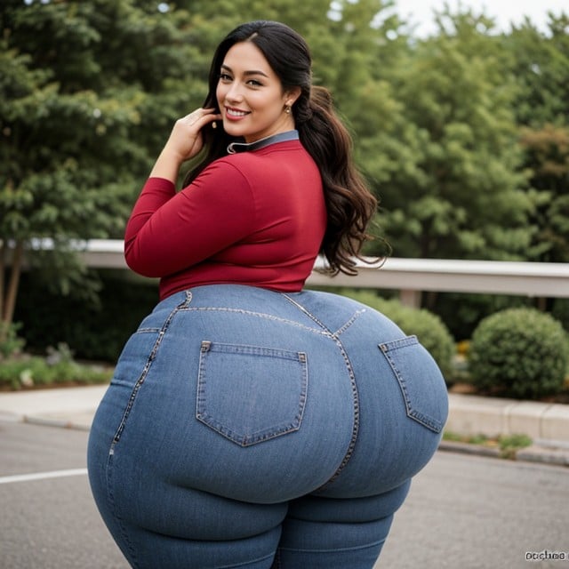 Long Hair, Huge Ass, Hyper Ass Travesti IA Pornô