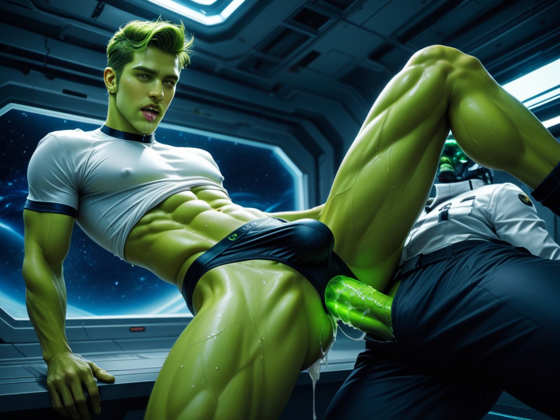 Wet Open Shirt, Photo Realism, Anal Sex In Zero Gravity AI Gay Porn