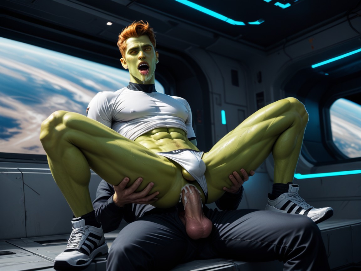 Wet Open Shirt, Photo Realism, Green Glowing Eyes AI Gay Porn