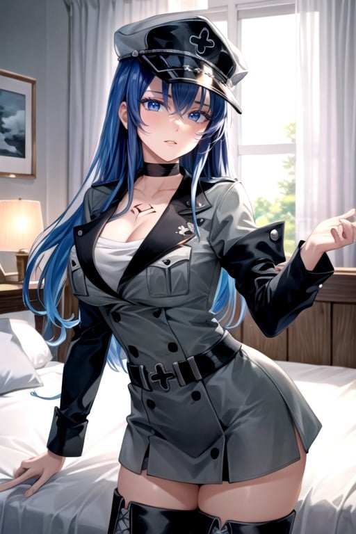 Front View, Bedroom, Esdeath (akame Ga Kill) Furry AI Porn