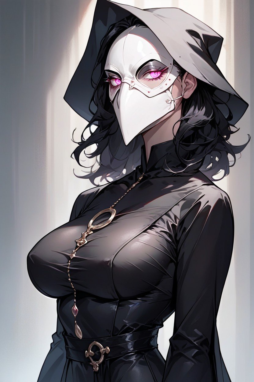 Female, Form Fitting Clothes, S White Plague Doctor Mask Furry AI Porn