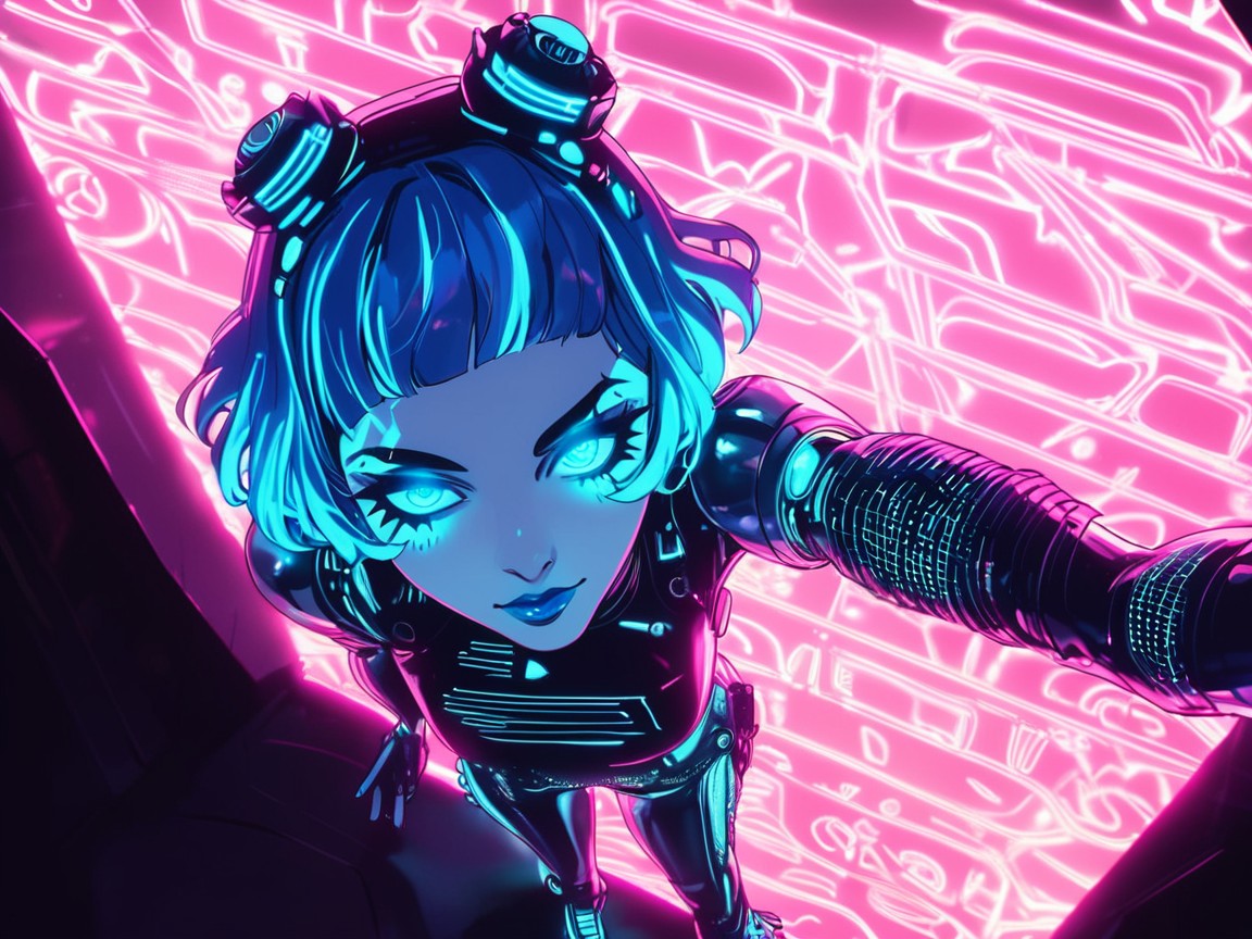 Top Down, Neon Blue Fog In Background, Neon Lighting AI Porn