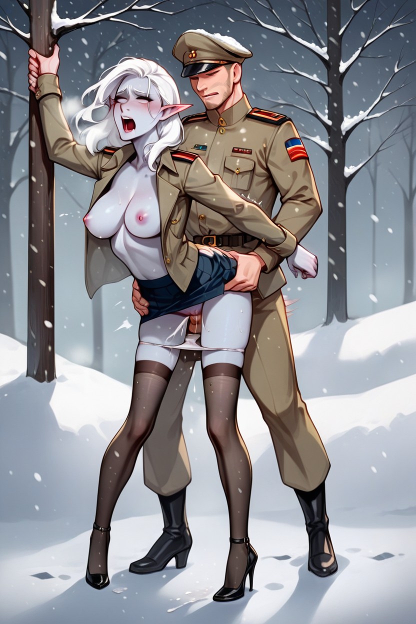 Russian Military Wear, Restrained, Neve Travesti IA Pornô