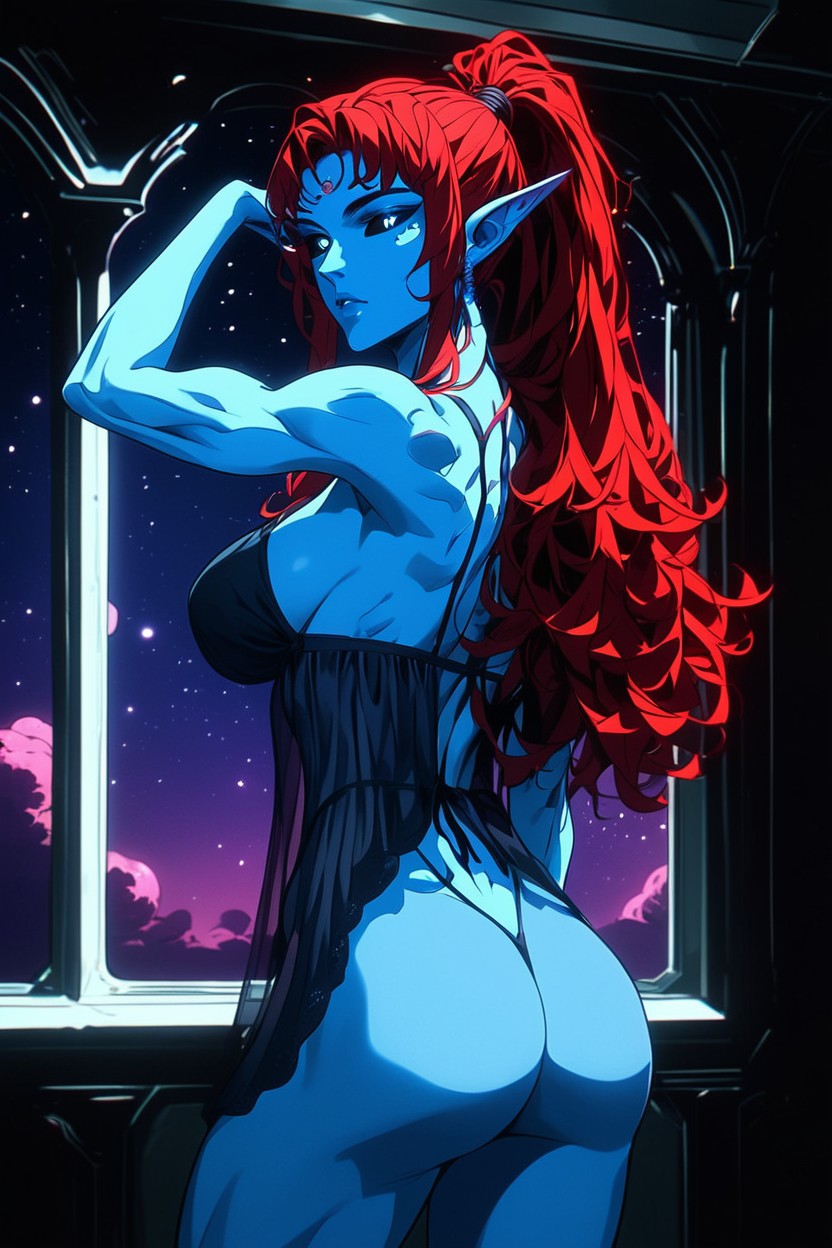 Fit, Light Blue Skin, Night Hentai AI Porn