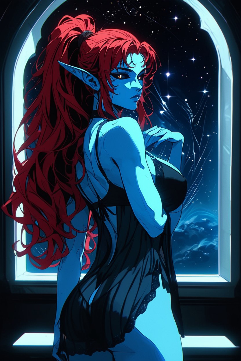 Full Body, Model, Light Blue Skin Hentai AI Porn