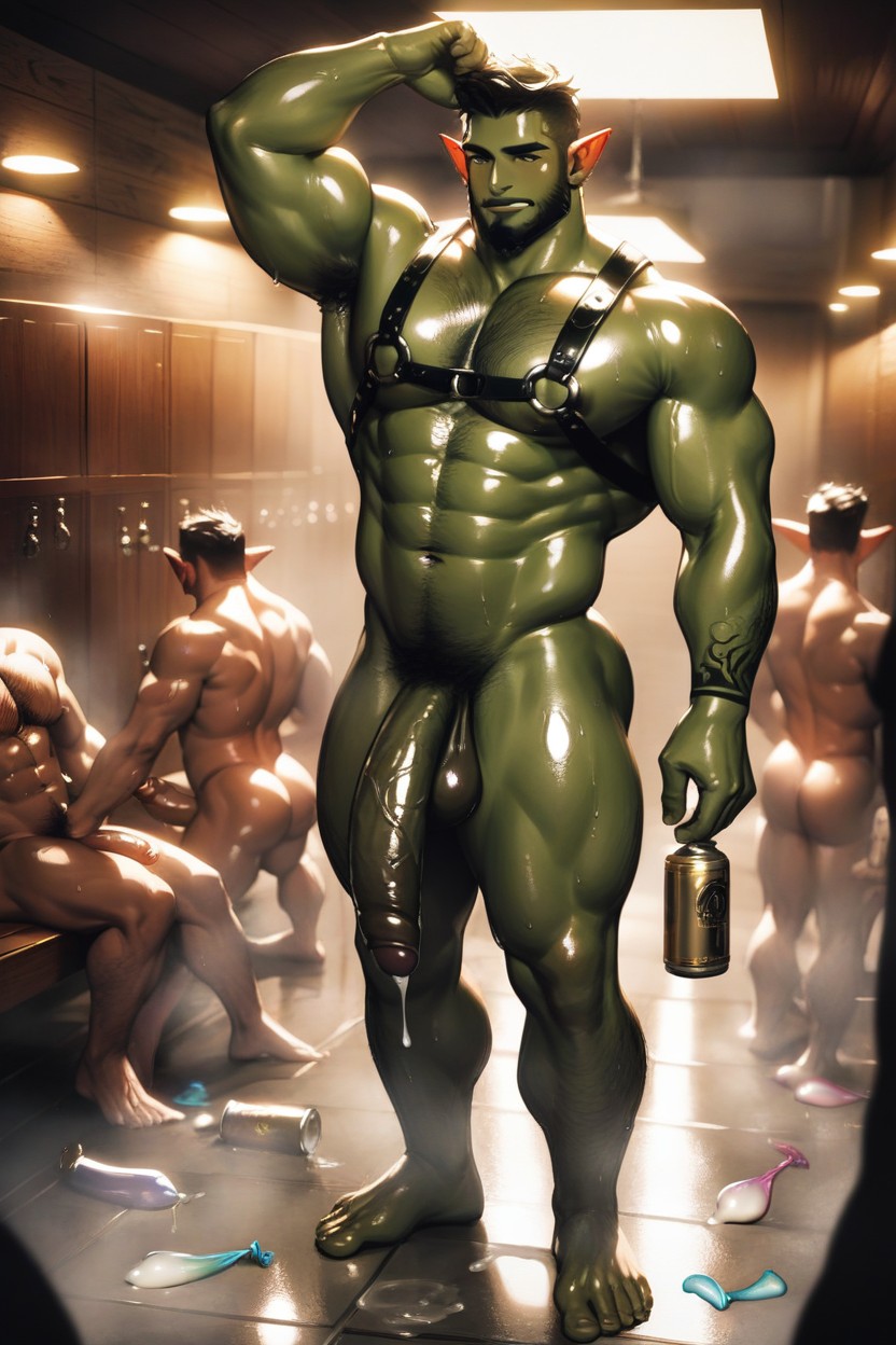 Metal Locker, Hairy Dick, Chest Tattoo AI Gay Porn