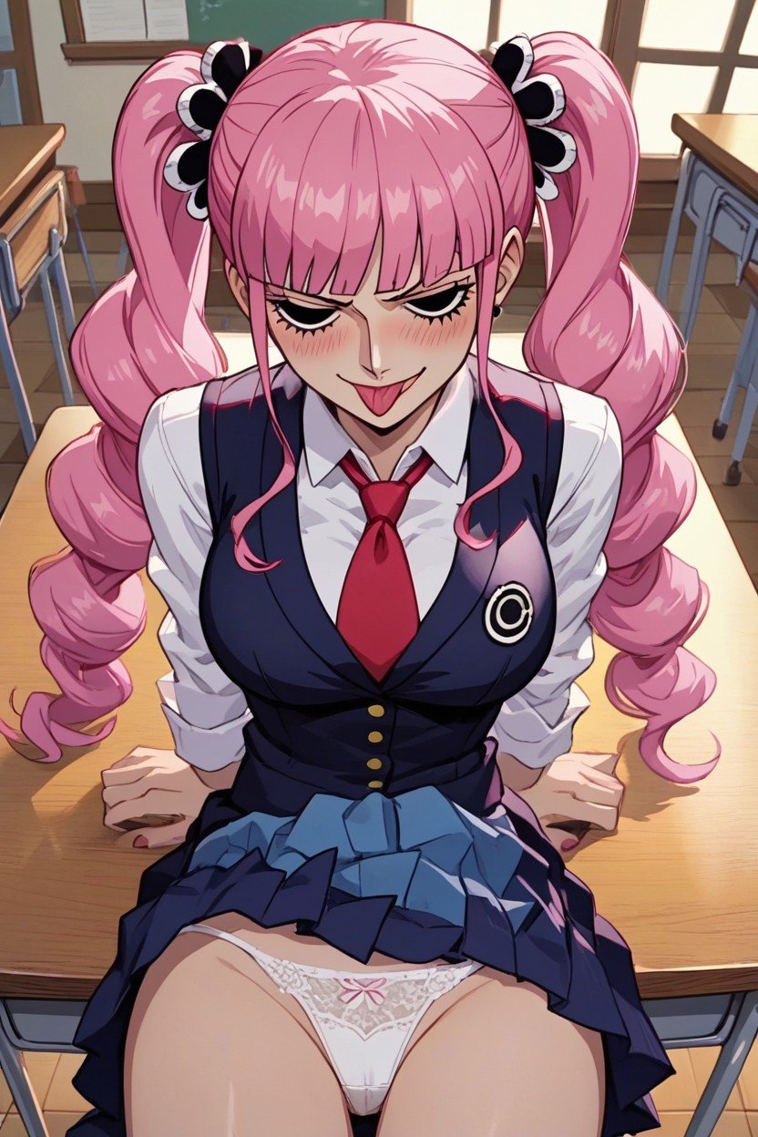 Screencap Style, Horny, Perona Sitting On Desk Hentai AI Porn