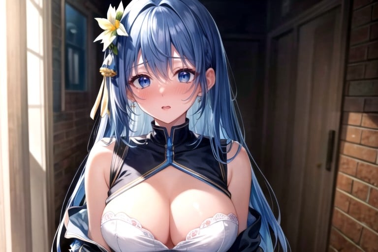 Blue Hair, Blue Eyes, Bust Shot Furry AI Porn