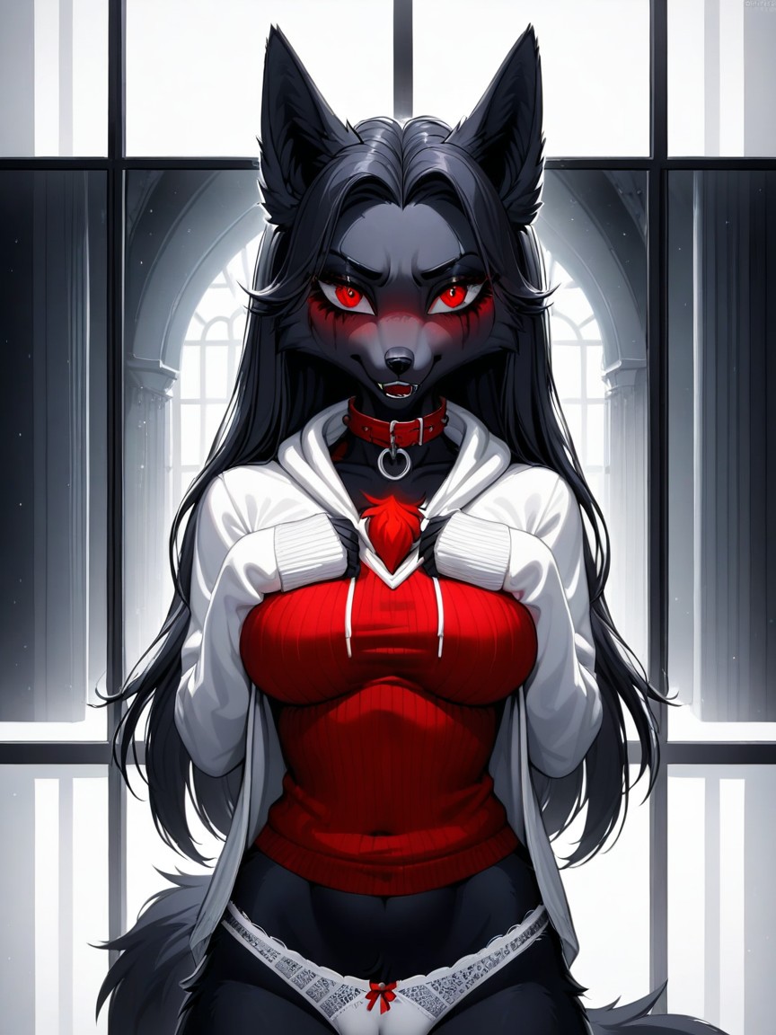 Disgusted, Collar, Female Fox Furry AI Porn