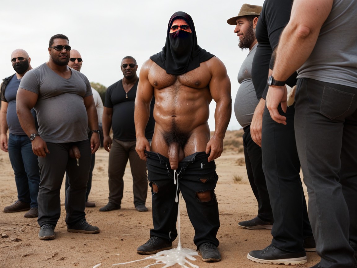 Thugs, Lot Of Cum, Tuft Of Pubic Hair From White Underpants AI Gay Porn