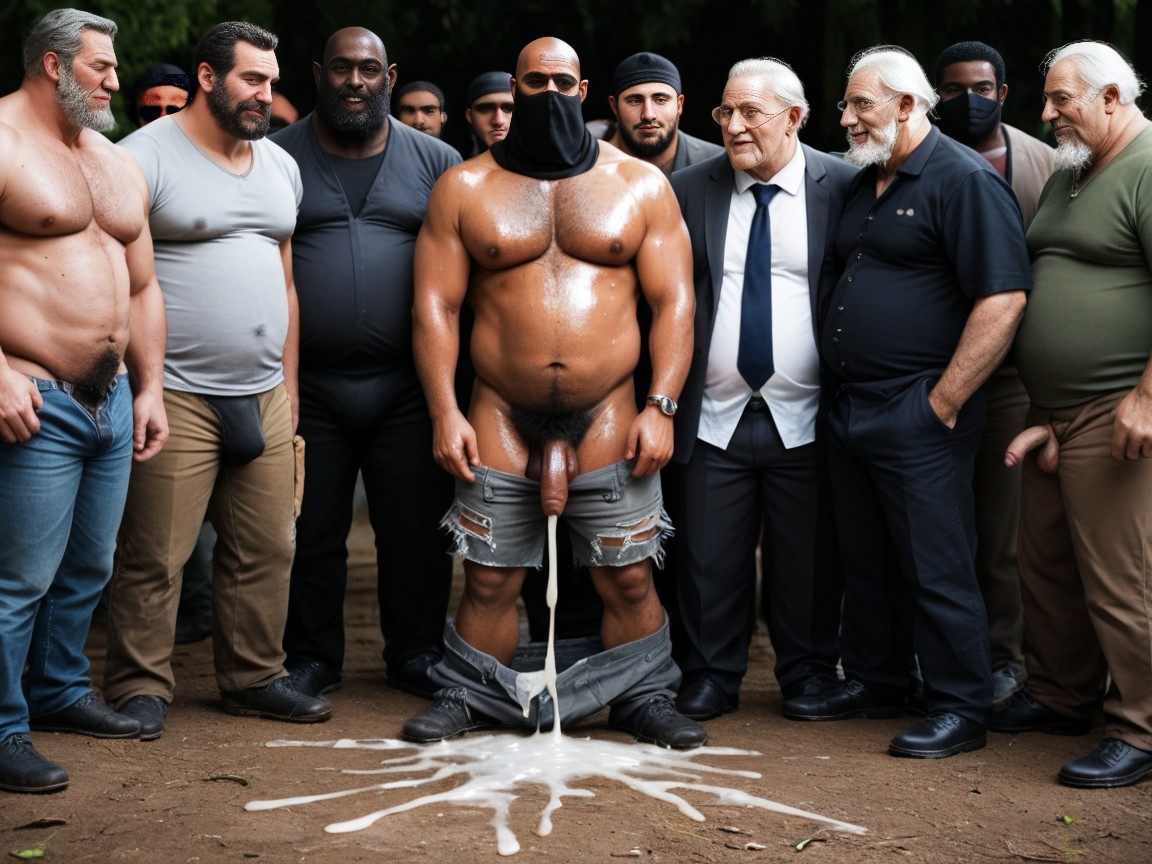 Hairy Pubes, Open Fly, Balls Out Of Fly AI Gay Porn
