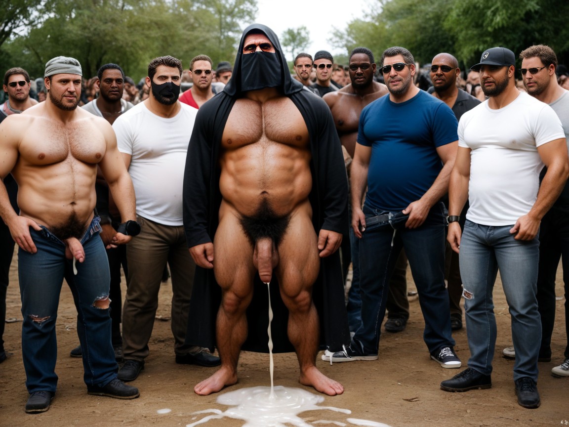 Lot Of Cum, In A Refugee Camp, Hairy Cocks AI Gay Porn