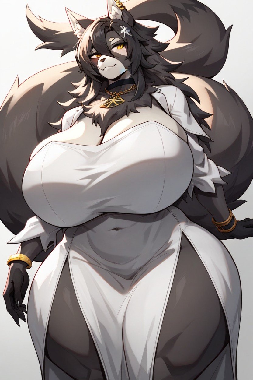 Hyper Thighs, Hyper Butt, White And Gray FurrAI獸人黃片