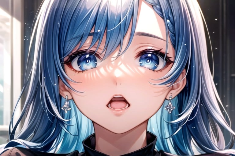 Orgasmo, Olhos Azuis, Cabelo Azul Hentai IA pornografia