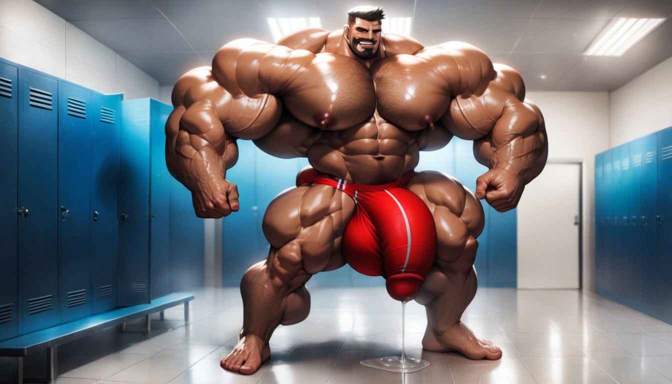 Massive Overdeveloped Muscles, Buzzcut, Muscle Growth AI Gay Porn