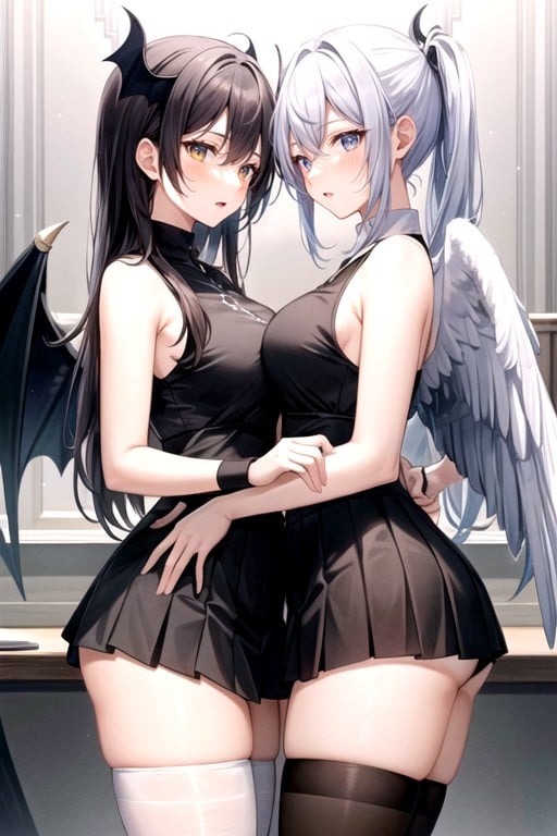 Left Side And, Two Women Wearing Together, Devil Hentai AI Porn