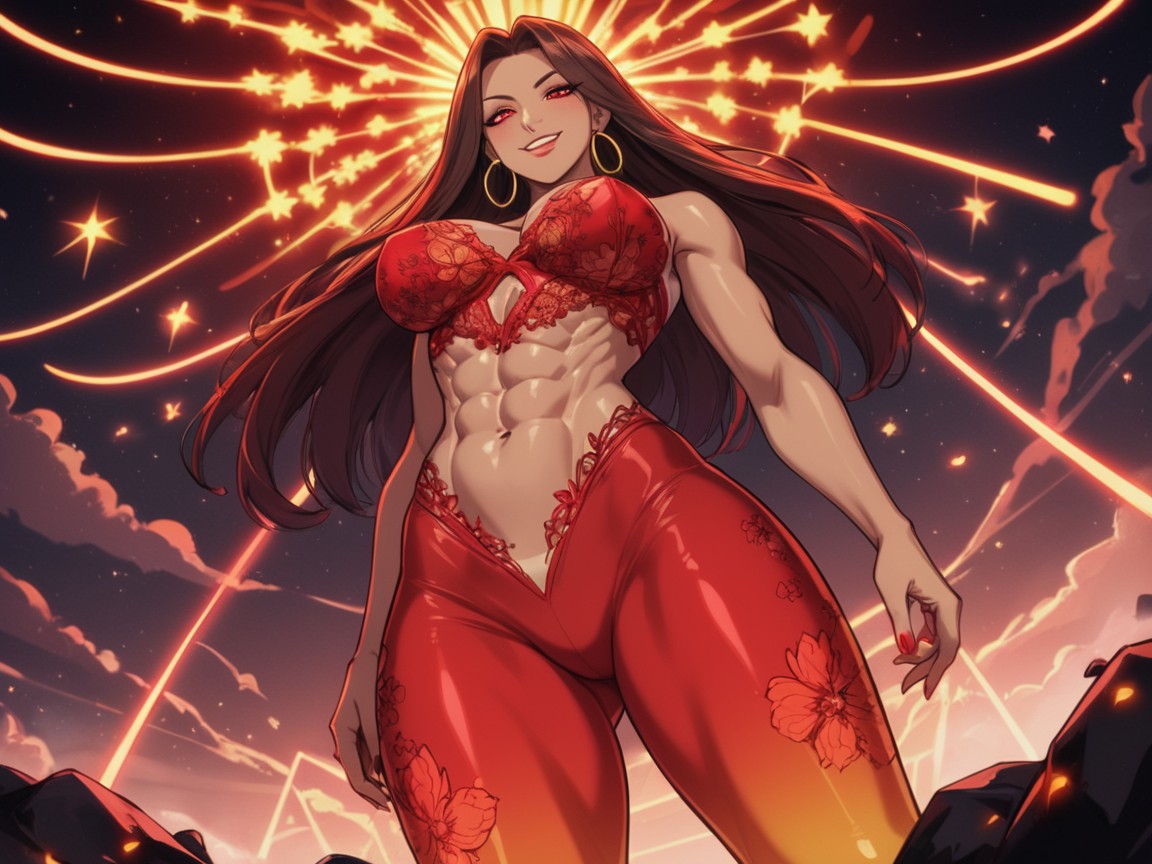 Soundwaves, Neon Red Stage Lights, Neon Red Lighting Latina AI Porn