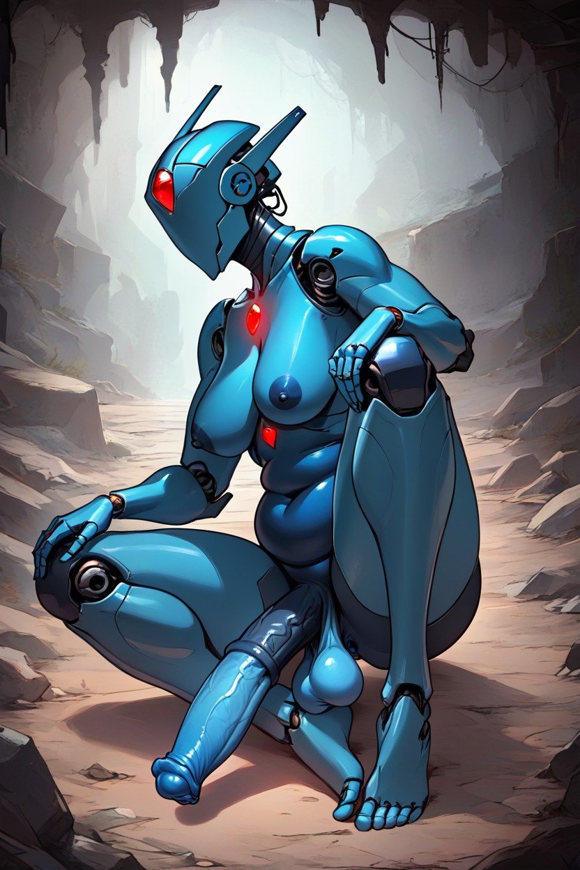 Blue Robot, Noseless, BaldPorno IA Furry