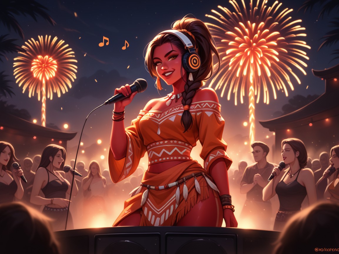 Ponytail, Woman Singing Into Microphone, Nsfw Hentai AI Porn