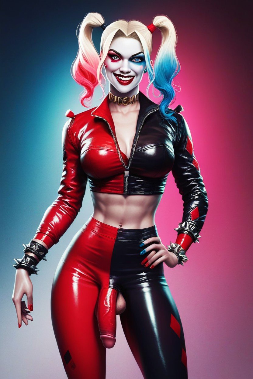 Harley Quinn New, Shiny Clothes, Fully ClothedPorno IA transsexuelle